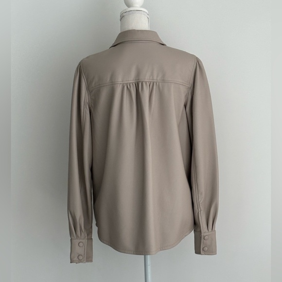 Tahari Button Down Faux Leather Jacket - Picture 4 of 10